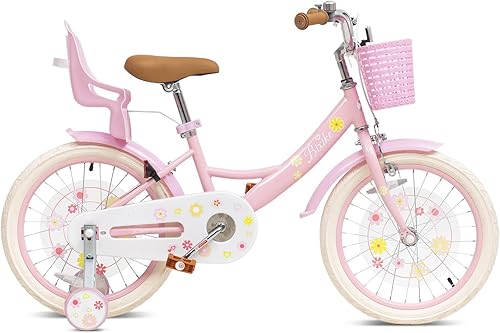 Miniatura 2 de Bicicleta para niñas con cesta para niños pequeños y niños de 3 a 14 años, 14, 16, 18 pulgadas, con ruedas de entrenamiento y asiento de muñeca, 20