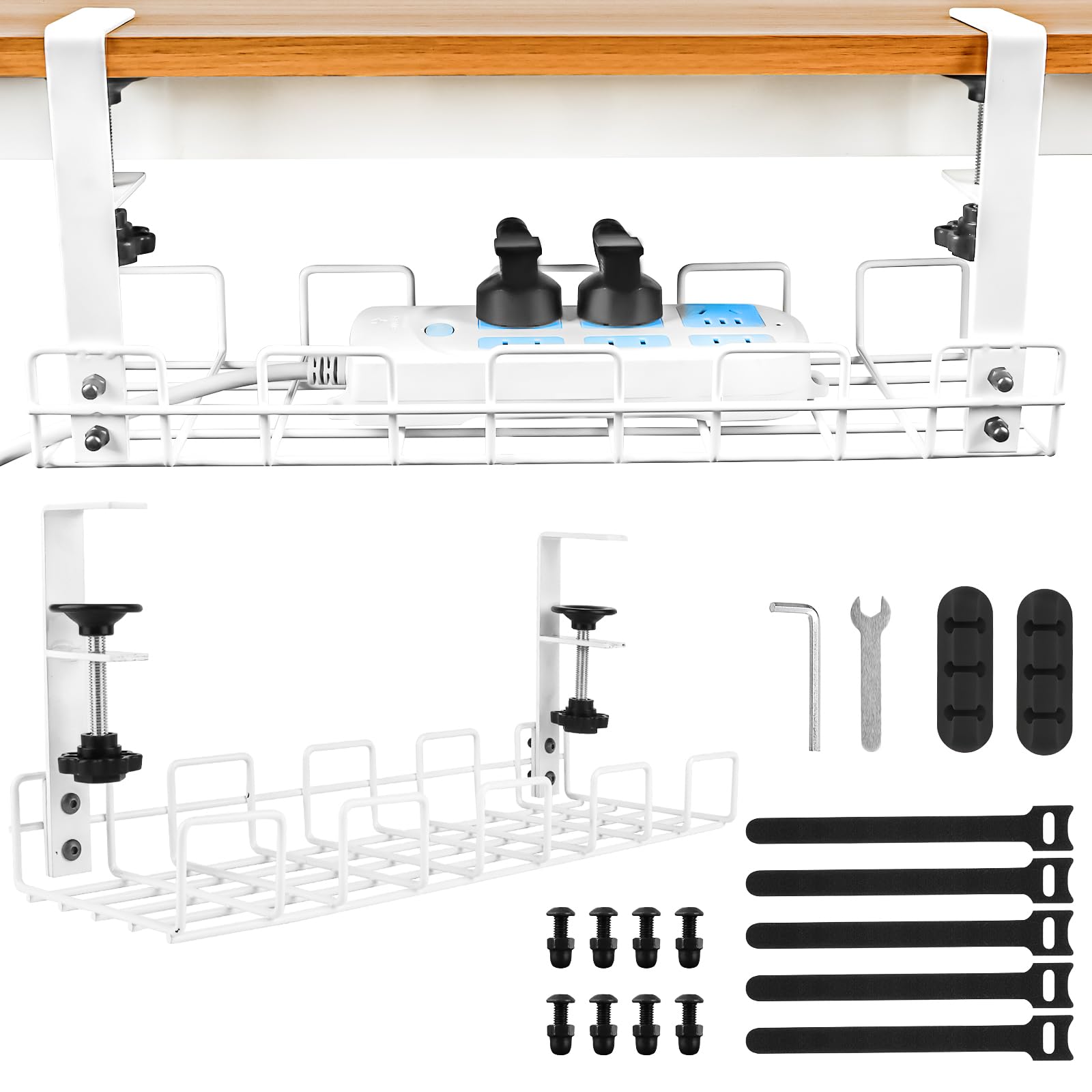 Organizzatore Cavi SeOSTO Per Scrivania - Senza Forare, Regolabile, Con Vassoio Retrattile - Foto 7