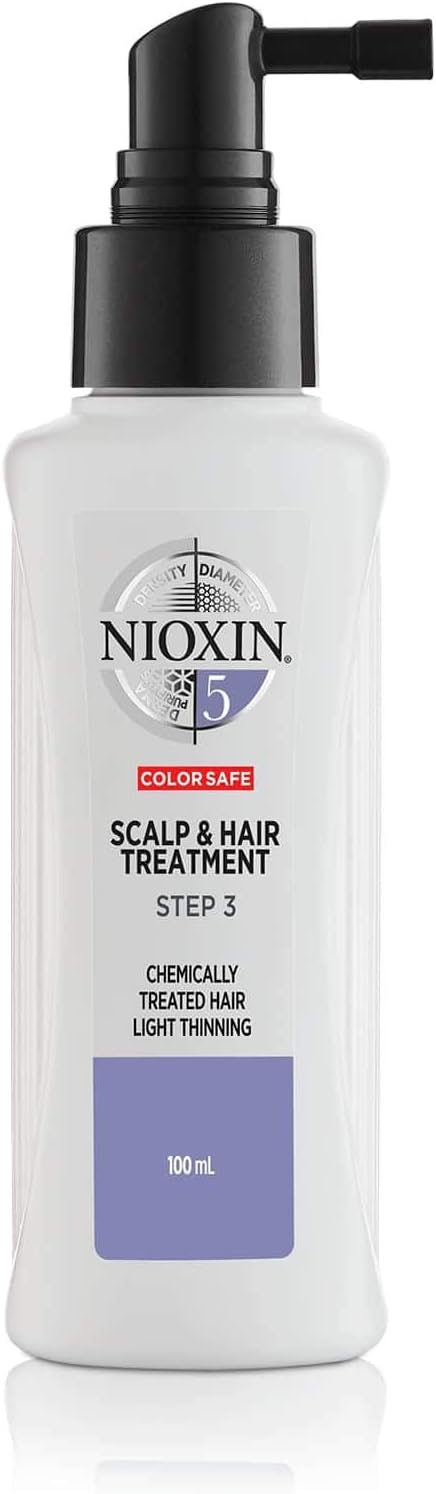 NioxinSystem 5 Scalp & Hair Leave-In Treatment, Restore Hair Fullness, Prevent & Relieve Dry Scalp Symptoms, For Bleached & Chemically Treated Hair with Light Thinning, 3.4 oz