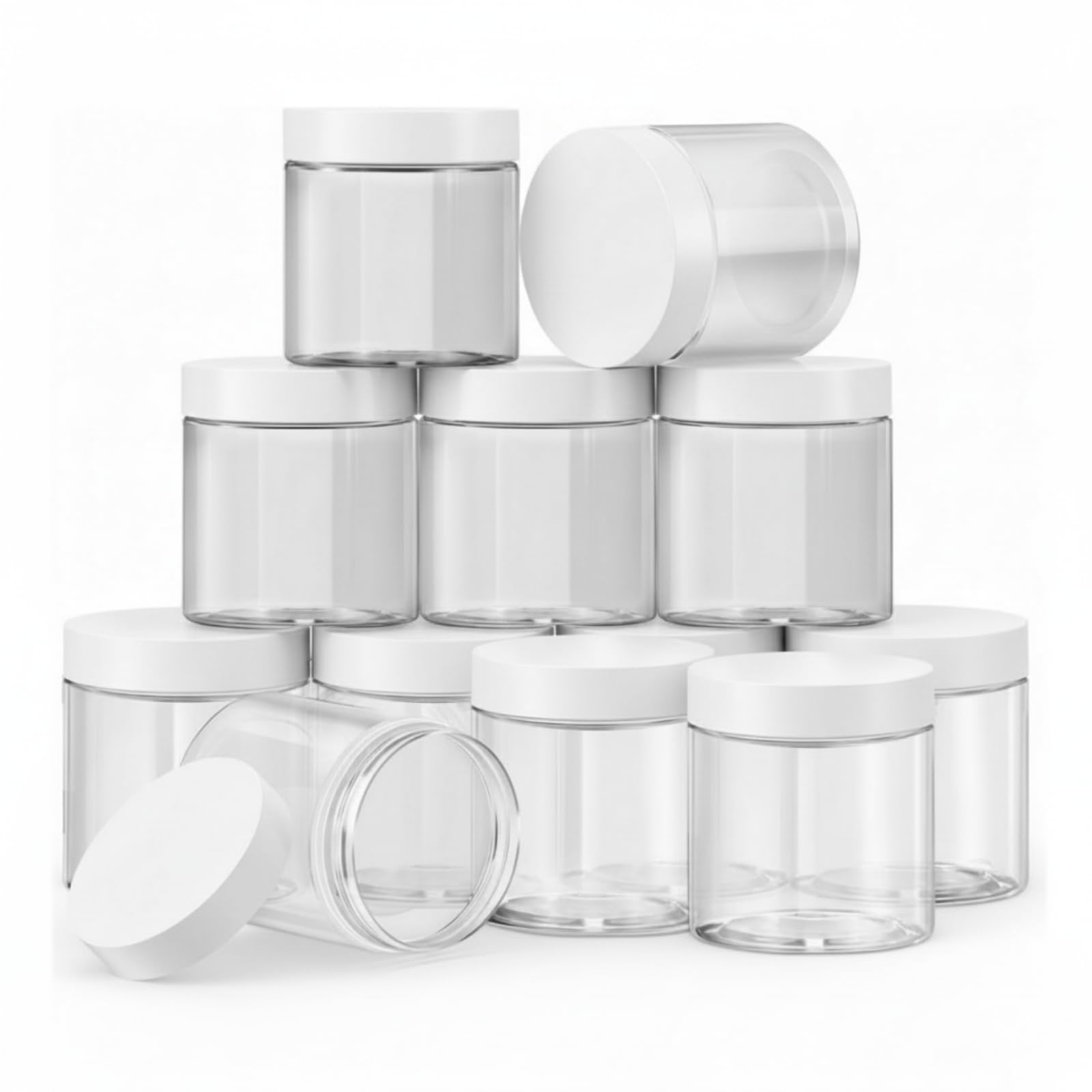 SATINIOR 12 Pack 10 oz Plastic Container Jars with Lids Round