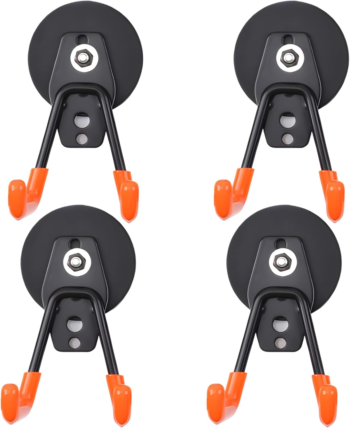 4 Pcs Double U-Hook Garage Hooks, Strong Adsorbent Adhesion, Rubber Coated, No Drilling Required, Perfect for Kitchen and Tool Storage