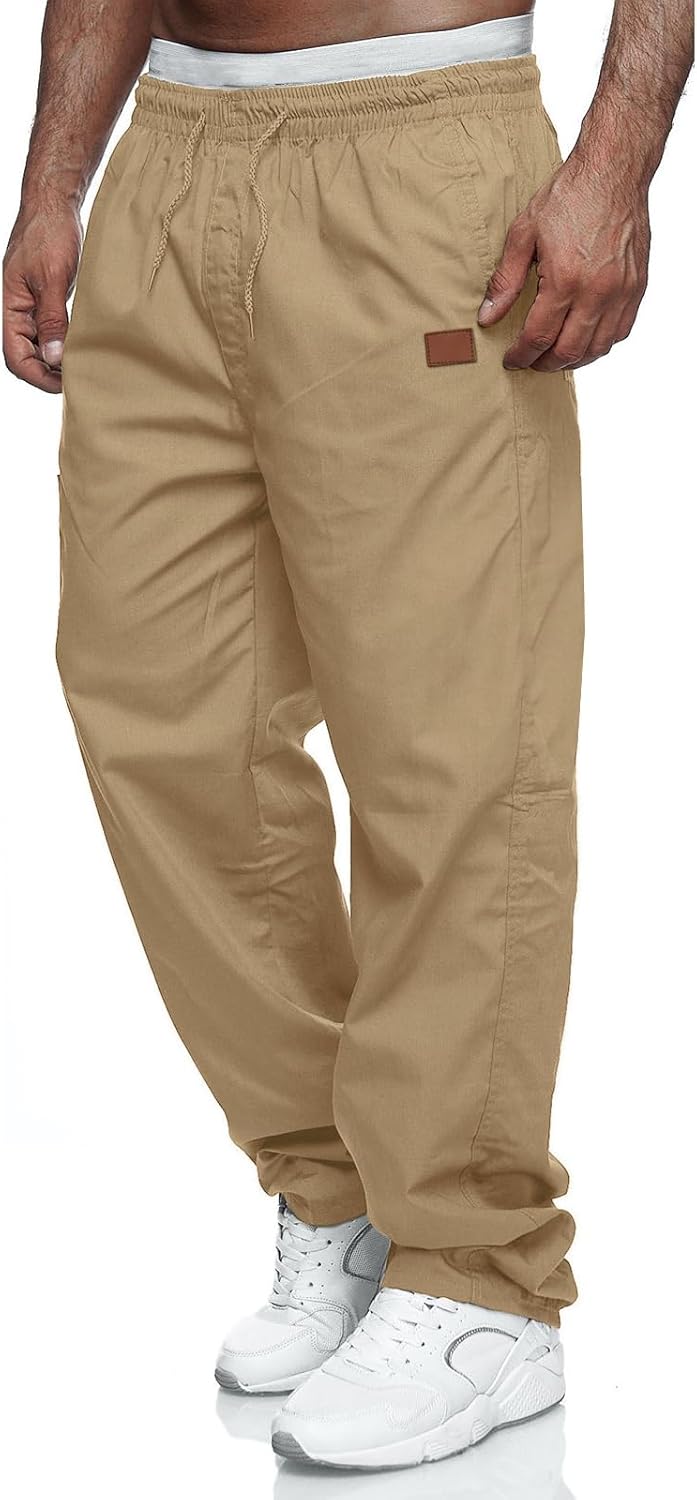 Casual Cargo Jogger Pants for Men – Relaxed Fit Drawstring Twill