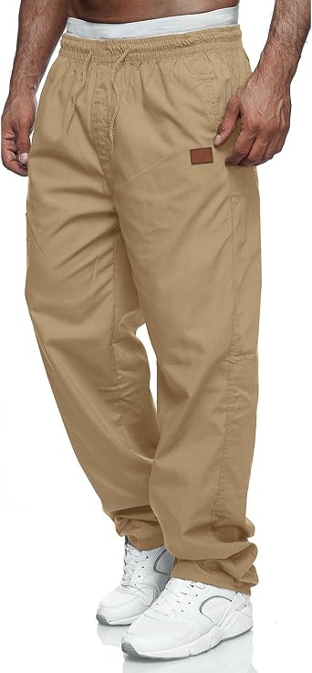 Mens Casual Jogger Pants Relaxed Fit Cargo Pants Drawstring Sweatpants Hiking Outdoor Twill Sport Pants