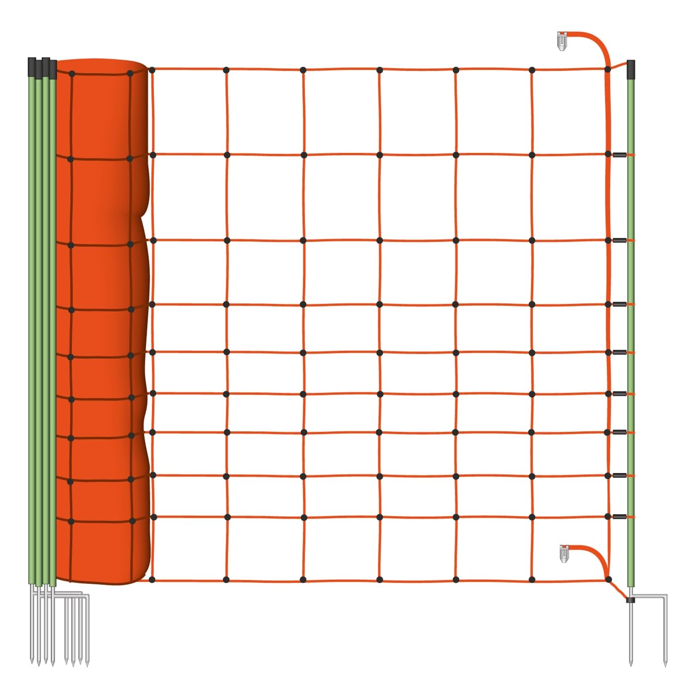 VOSS.farming 1x Filet Euro 50 m 120/2, Protection Contre l’abroutissement et borne de raccordement de Protection Contre Les Loups, Protection des Ovins