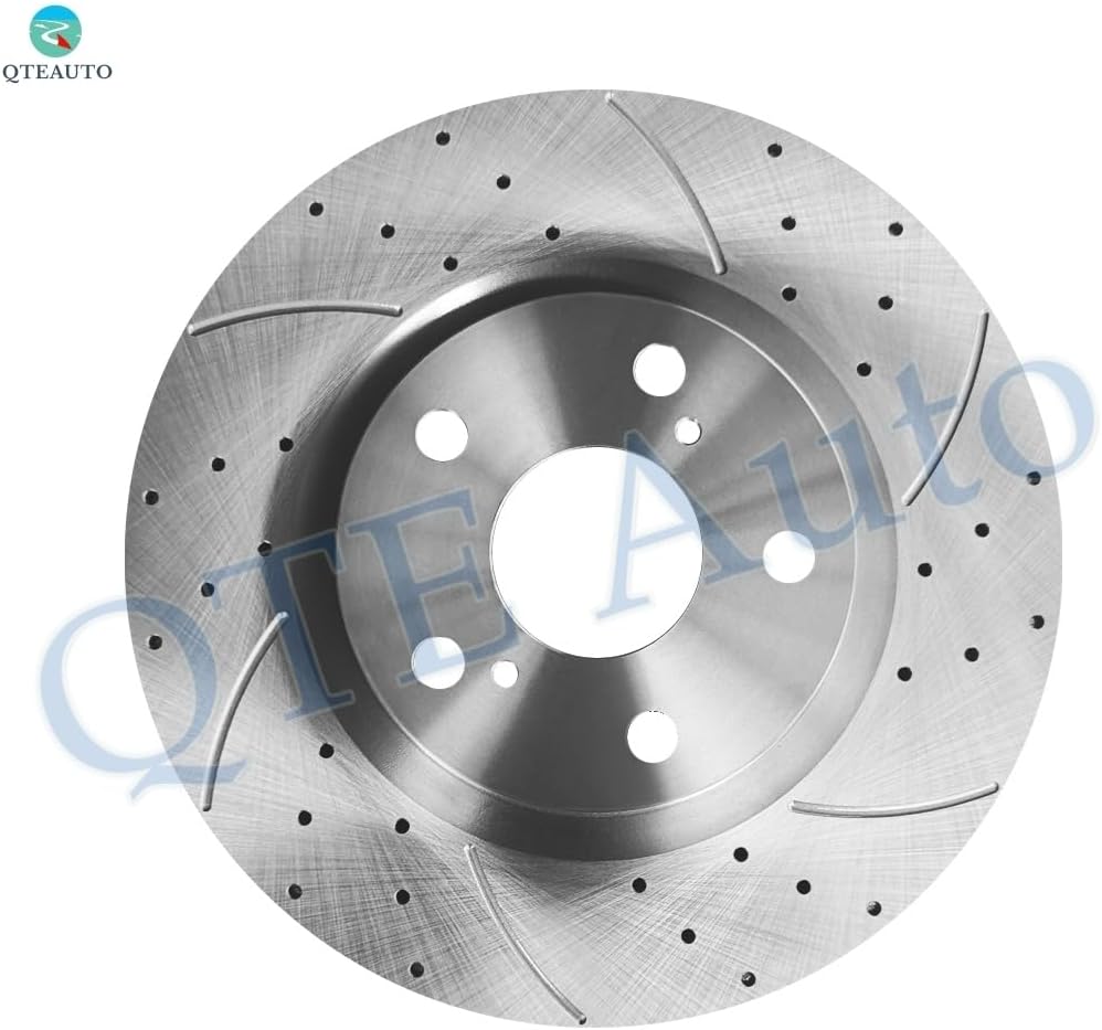 PM Auto Front 296mm Drilled Slotted Disc Brake Rotors Replacement For 2007-2011 Toyota Camry, Automotive Replacement Brake Rotors