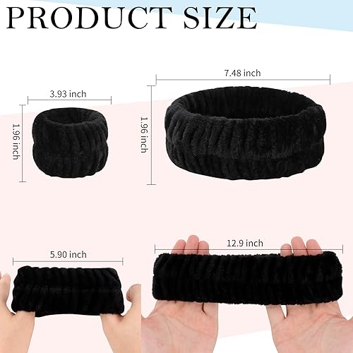 Miniatura 2 de YARIEW Juego de 9 diademas de spa y muñequeras, 3 piezas de maquillaje facial para lavado facial, diademas para la cabeza y 6 muñequeras para lavar