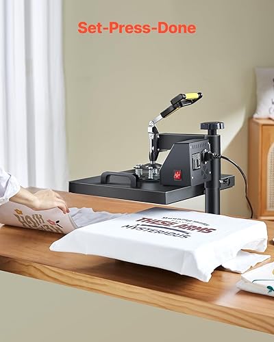 Vista 6 de VEVOR Máquina de prensa de calor 2 en 1 para camisetas y sombreros, máquina de prensa digital profesional de camisetas de 15 x 15 pulgadas