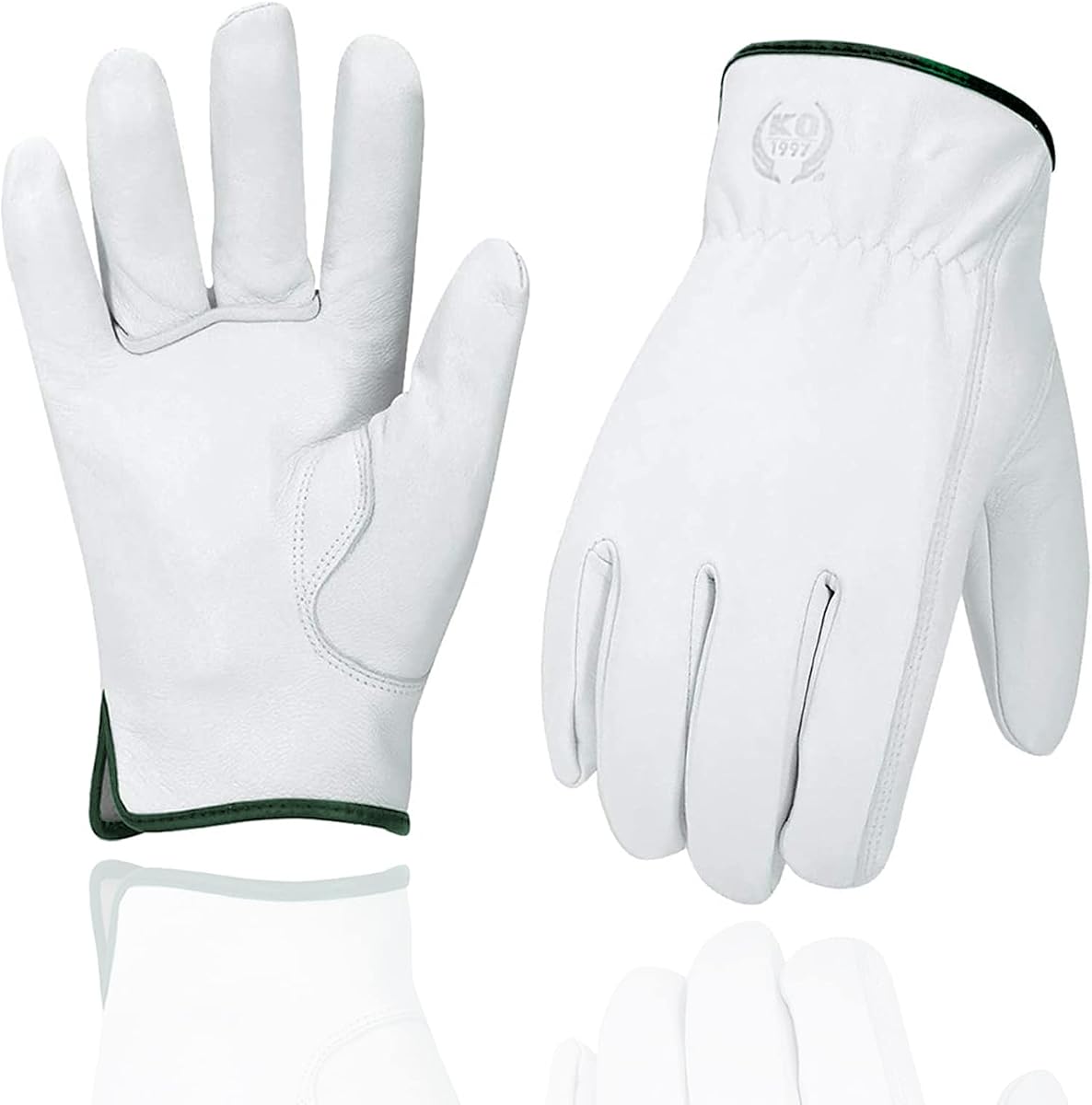 Guantes de trabajo de cuero, guantes de jardinería para mujeres y hombres, guantes de jardín de piel de cabra suaves y finos para jardín al aire libre, L
