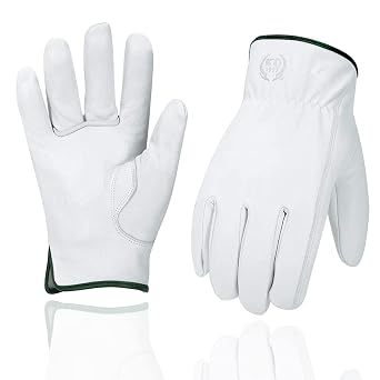 Leather Work Gloves, Gardening Gloves for Women and Men, Soft and Thin Goatskin Work Glove for Outdoor Yard Garden, M