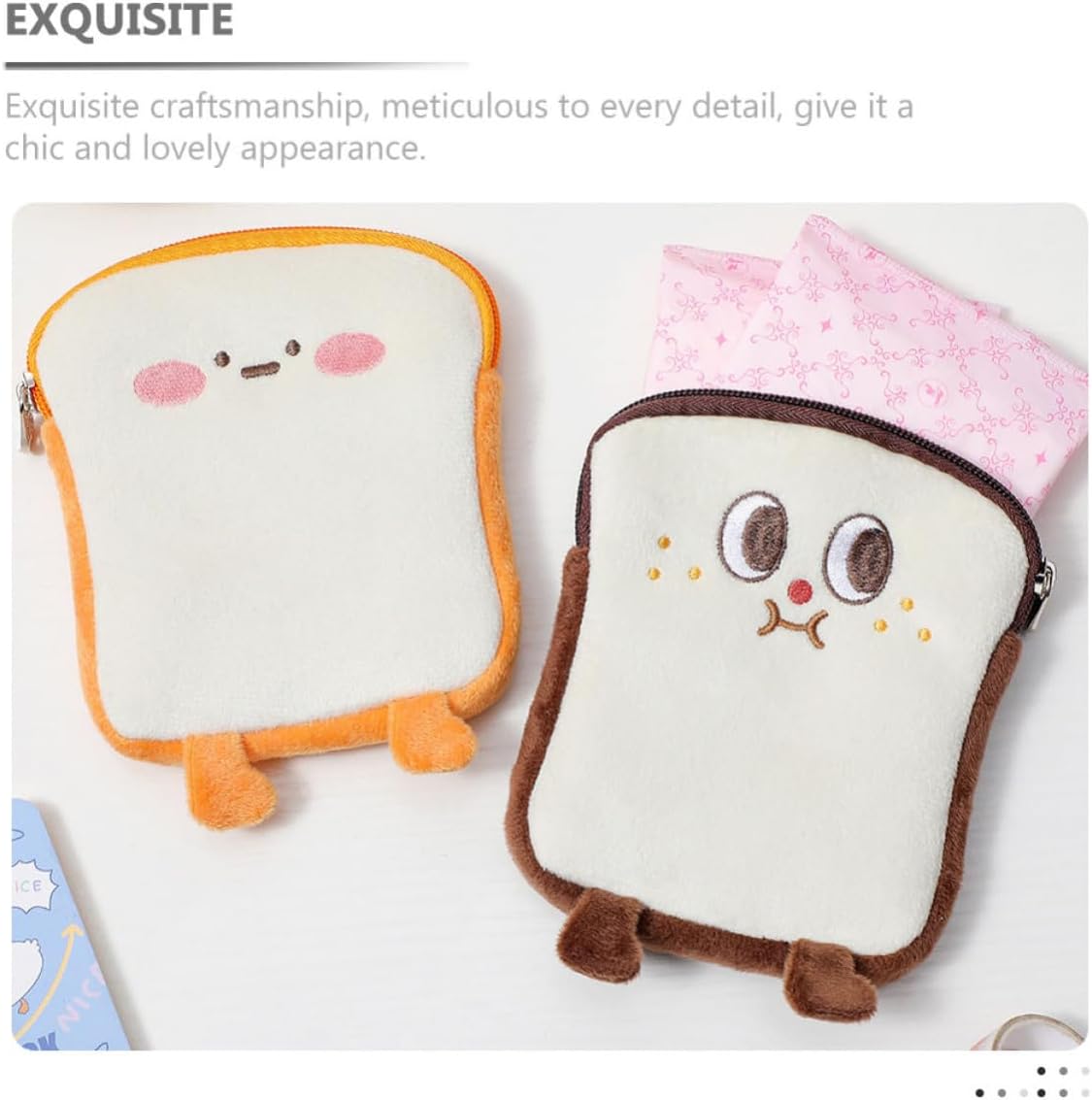 Cartoon Plush Coin Purse with Zipper for Travel Storage