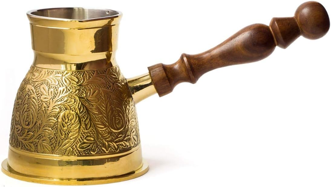 Metal Brass Turkish Kettle for Making Tea, Coffee (Colour May Vary)