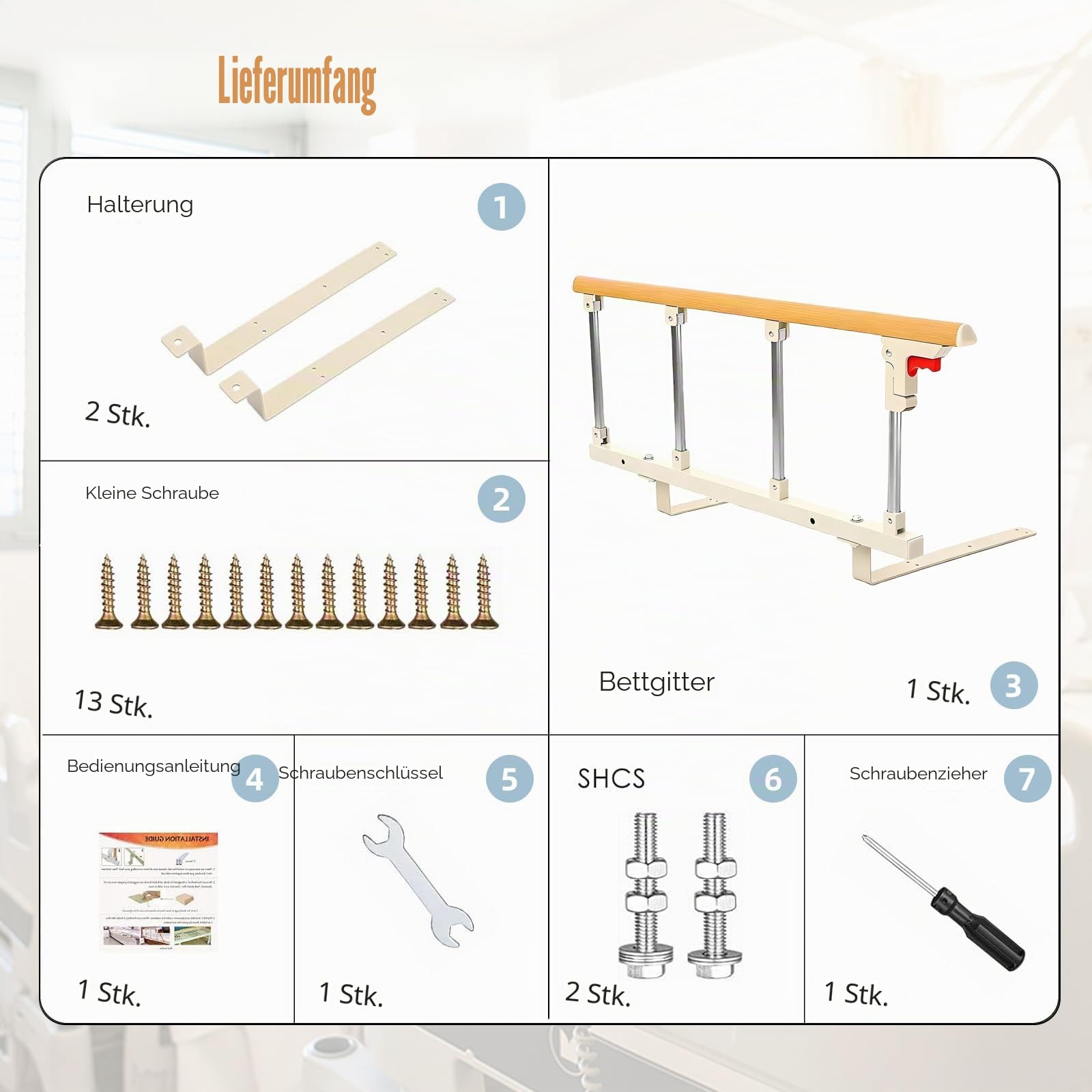 Zusammenklappbares Bettgitter, Rausfallschutz für Senioren Kinder | Einknopf-Faltmechanismus, stabiler Aluminiumrahmen, rutschfester Holzgriff. Schützt vor Herausfallen aus dem Bett.