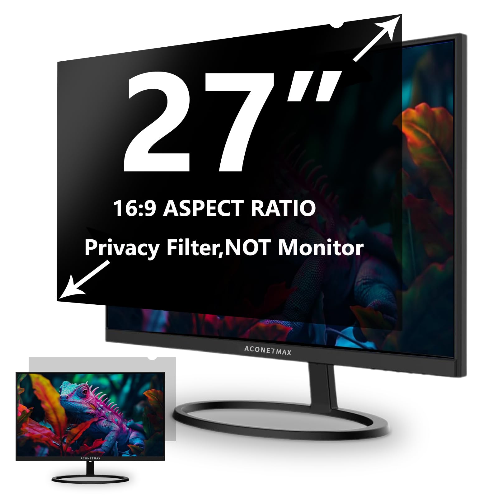 ACONETMAX 27 Inches Privacy Screen Filter for Computer 16:9 Widescreen Monitor | Privacy Shield | Anti Glare & Blue Light Filter | Eye Protection |