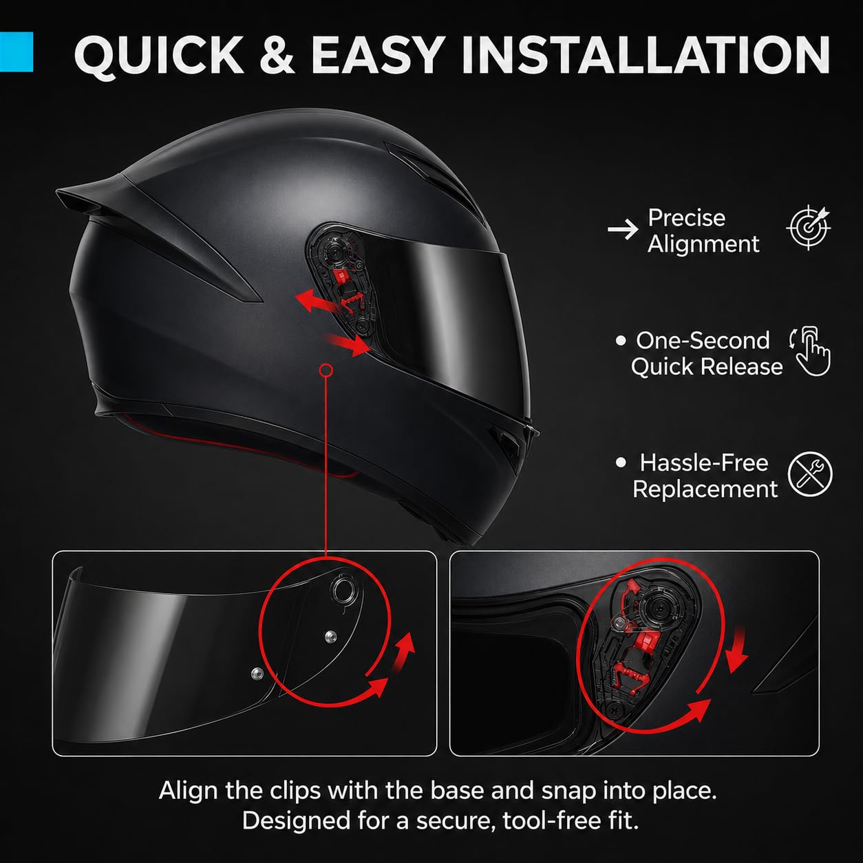 PSLER Visiera per casco K1s, Visiera per casco K1, Visiera tintata K3SV, Scudo facciale di sostituzione per i modelli K1, K1s, K3SV e K5 (Fumo Scuro)