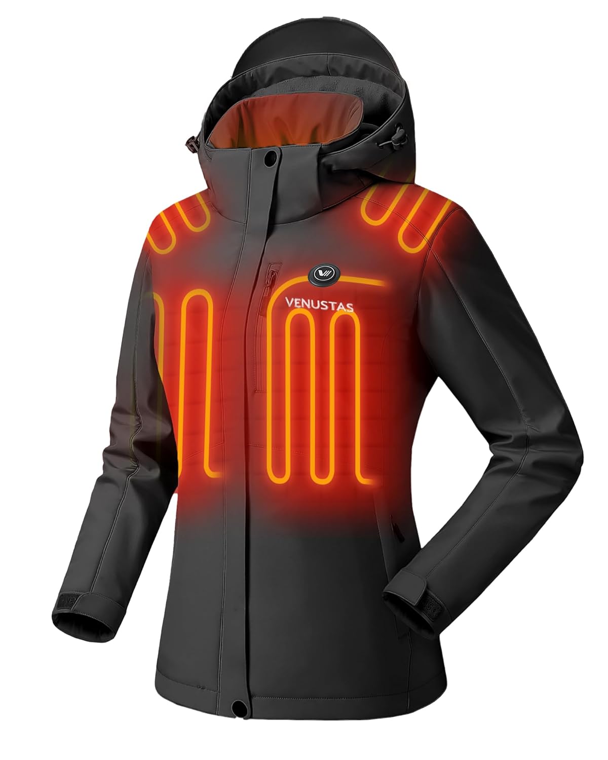 Venustas Womens Heated Jacket with Battery Pack Waterproof Windproof Electric Insulated Heated Coat With Detachable Hood