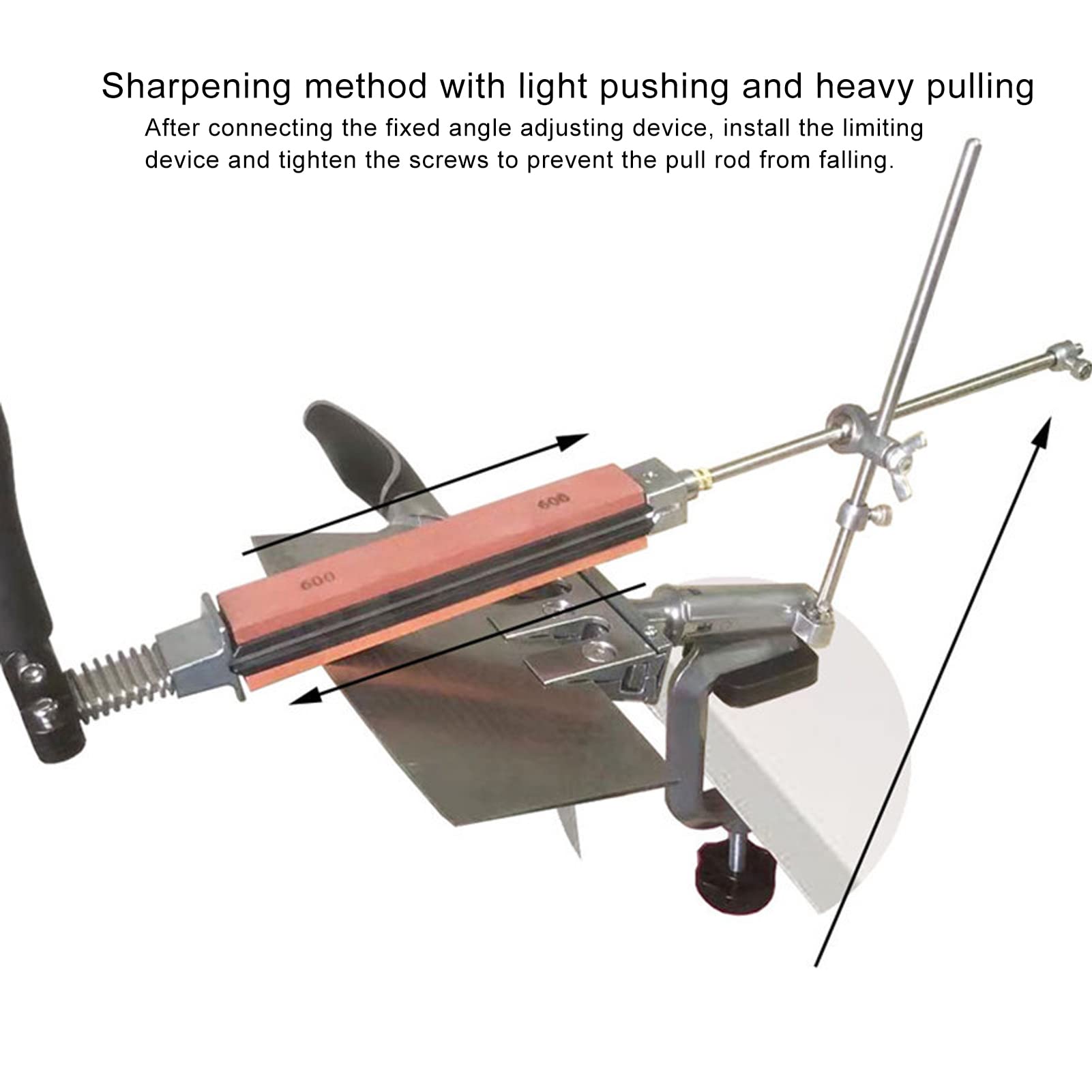 Resbalador de cuchillo de ángulo fijo de metal profesional con 4 piedras de rotación de 360 ​​° Diseño de rotación de rotación para cuchillos de caza de cocina Alumina de acero