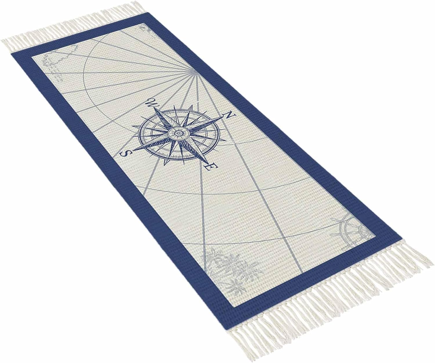 Blue Compass Rug Amazon.com: Blue Compass Nautical Rugs for Entryway 2'x5', Laundry Room ...