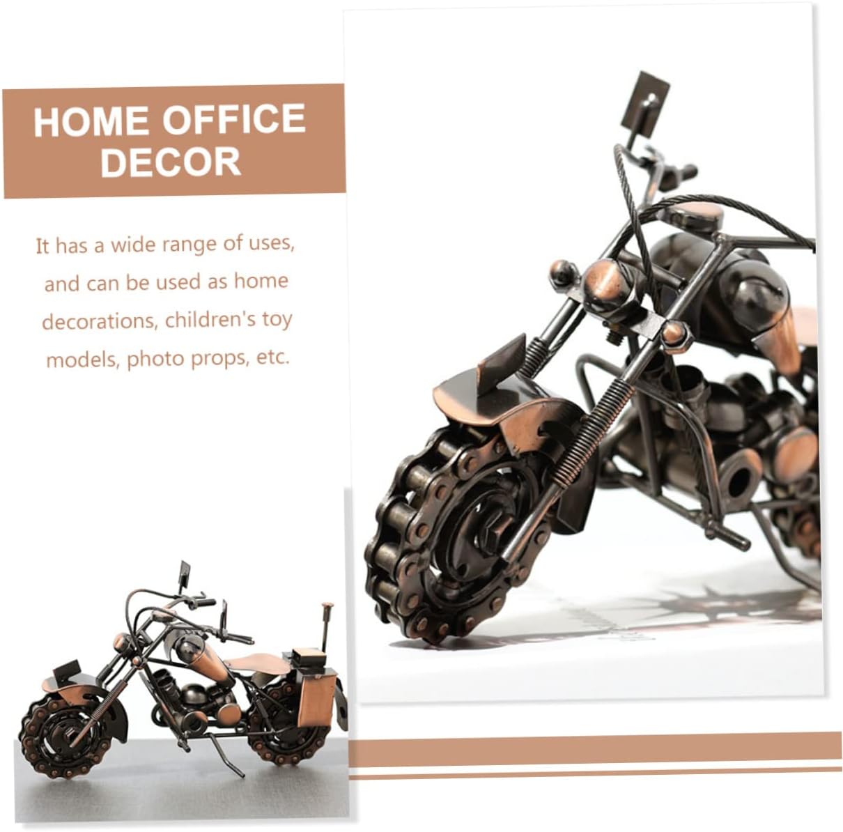 Vintage Iron Motorcycle Model for Fathers Day Home Office Decor Metal Art Decoration