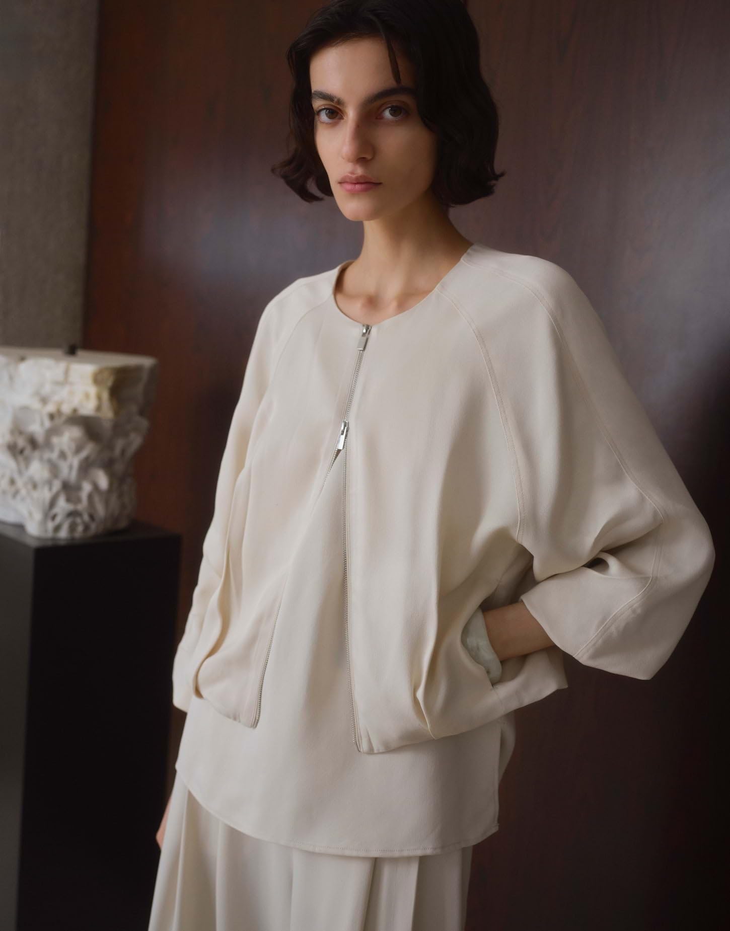 someday Damen Jacke | Leichter Blouson aus fließendem Viskose Crepe