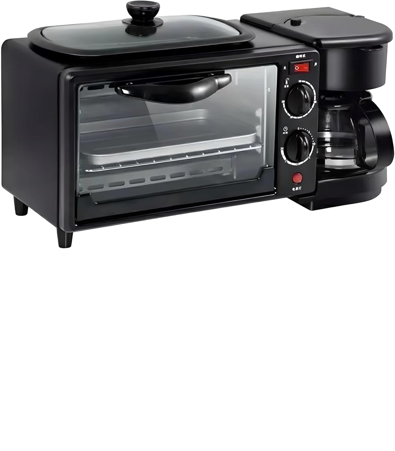 3-in-1 Breakfast Maker, forno per tostapane 9L con slot a 4 affetti e bollitore da 600ml.Stazione di caffè elettrica compatta per la cucina dell'appartamento.Design Cool-Touch sicuro per una facile co
