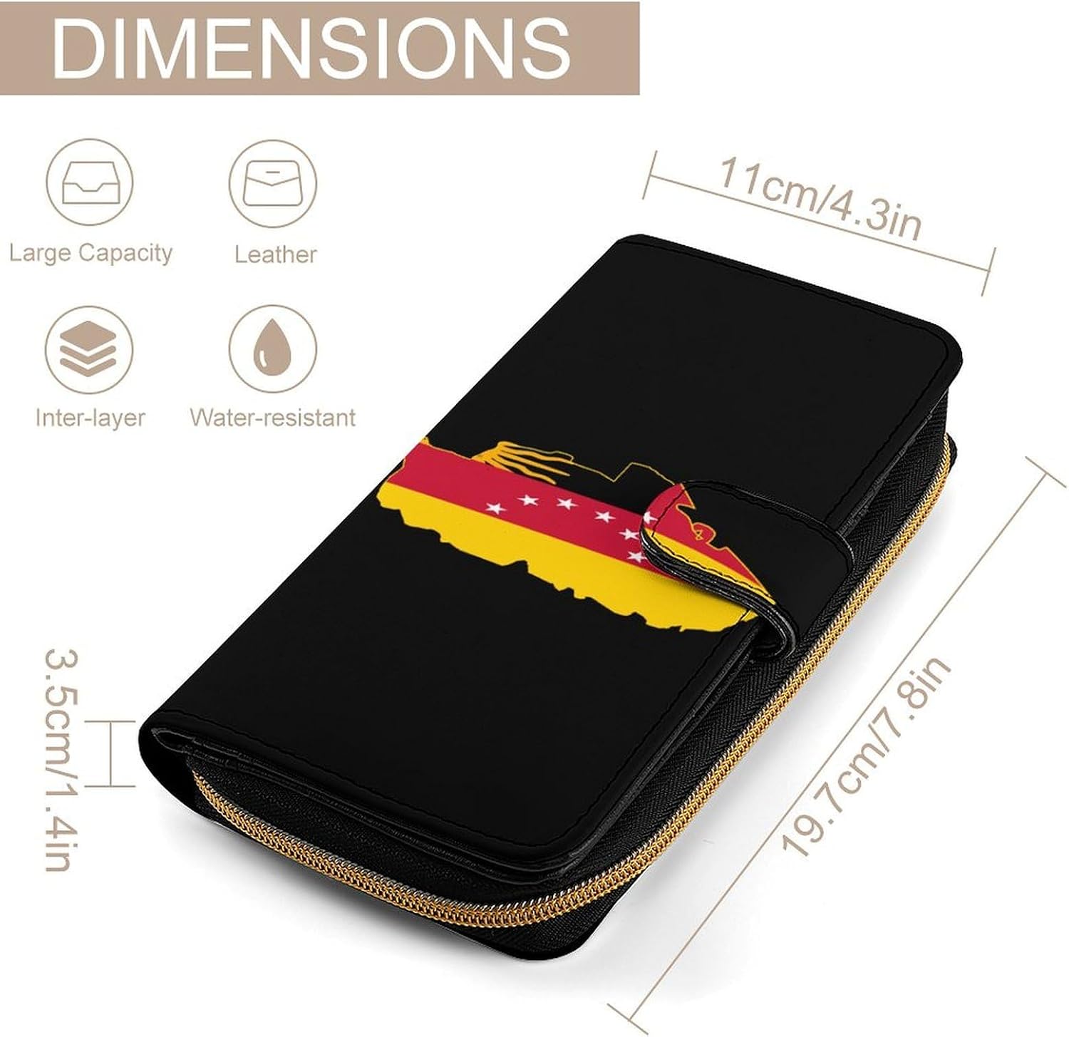Flag Map of Miranda Funny Long Slim Bifold Wallet Card Holder Purse with Buckle for Men Women