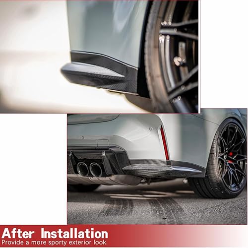 Miniatura 2 de Divisor de parachoques trasero de fibra de carbono G80 M3 compatible con BMW Serie 3 G80 M3 Sedan 4 puertas 2021-2022 2 piezas difusor de