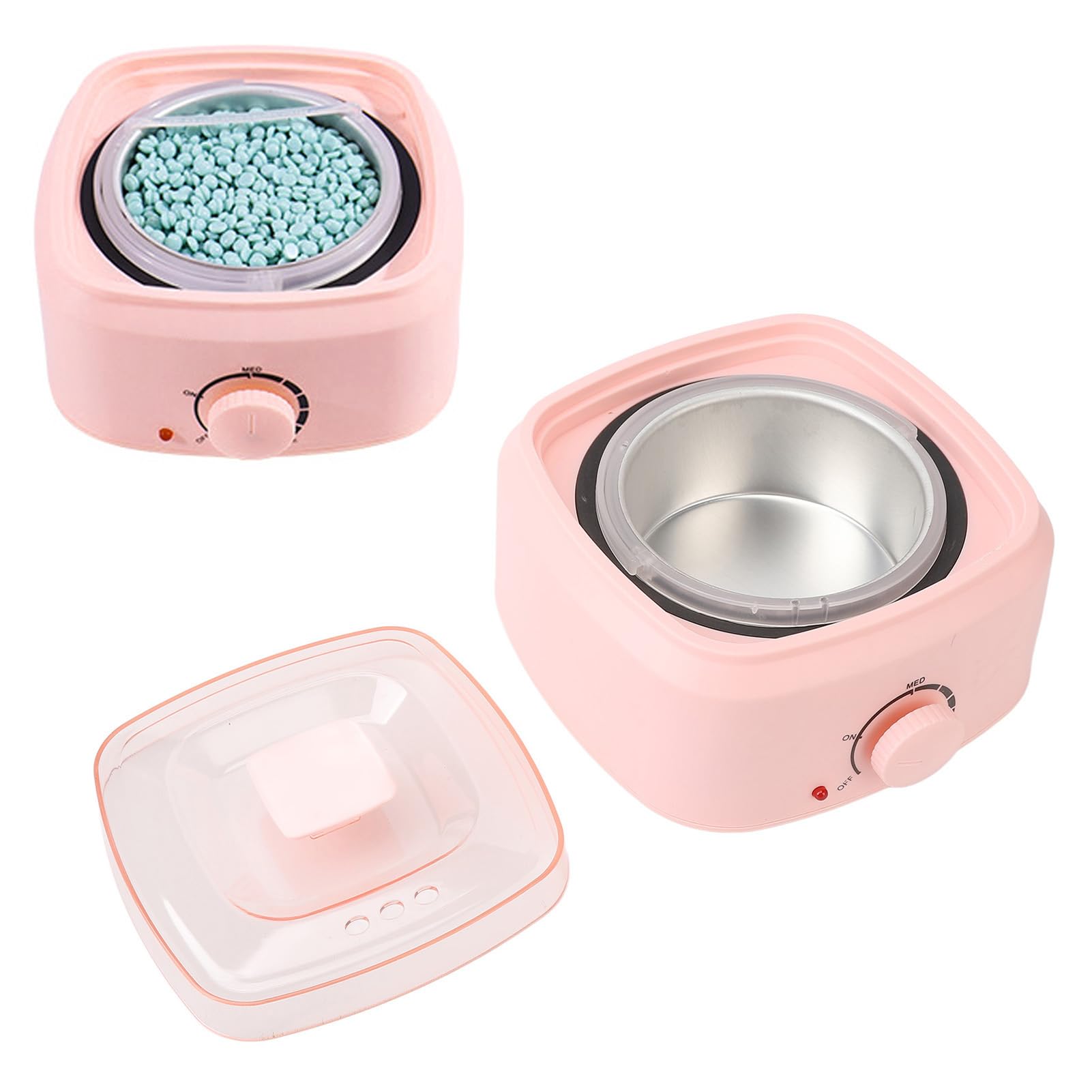 Podgrzewacz do Wosku, Uroczy Podgrzewacz do Wosku w Kolorze Różowym, Zestaw Elektryczny Podgrzewacz do Gorącego Wosku Mini Rose do Depilacji z przezroczystą pokrywką dla (Wtyczka