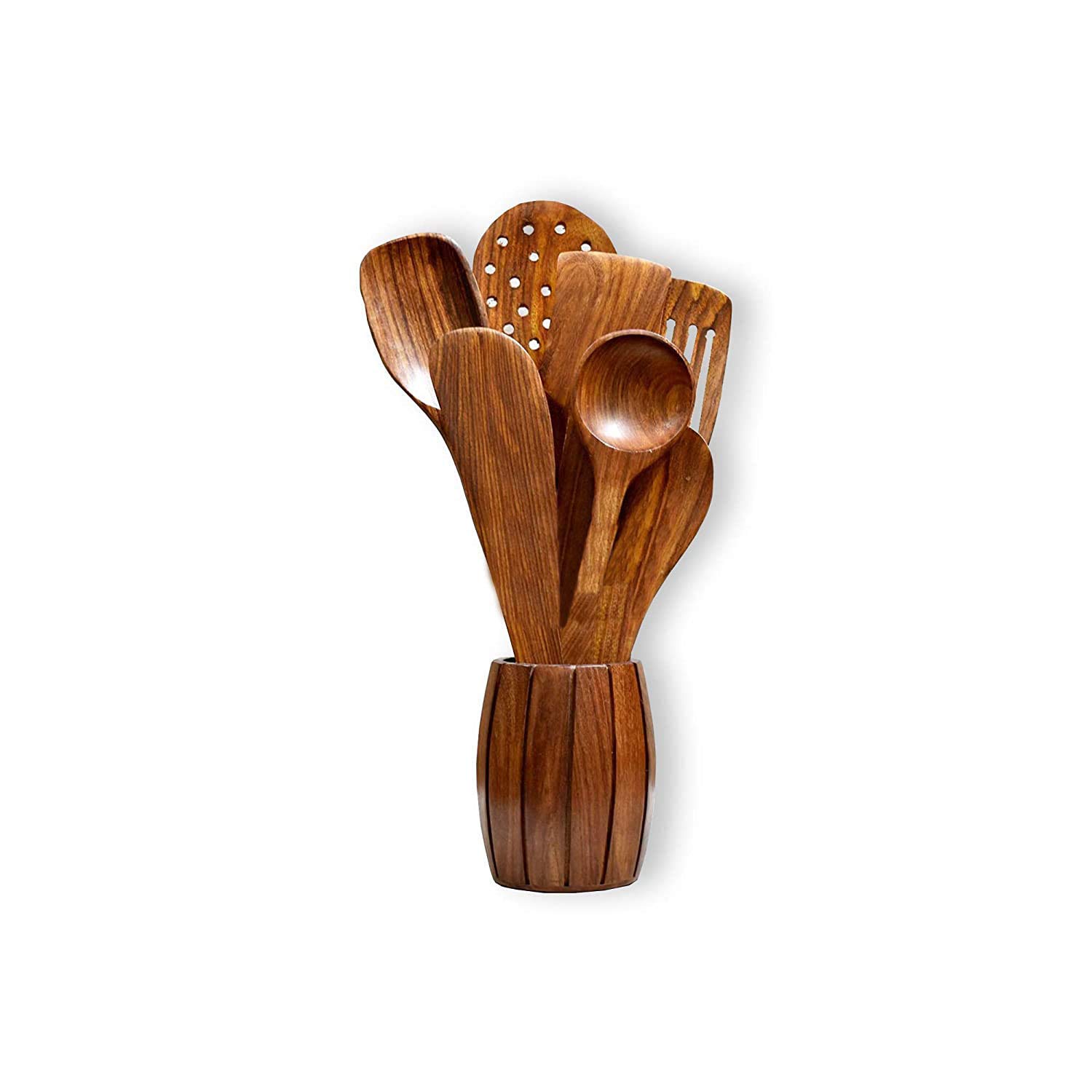 Louches et spatules en bois naturel pour cuisiner sans rayer vos poêles antiadhésives