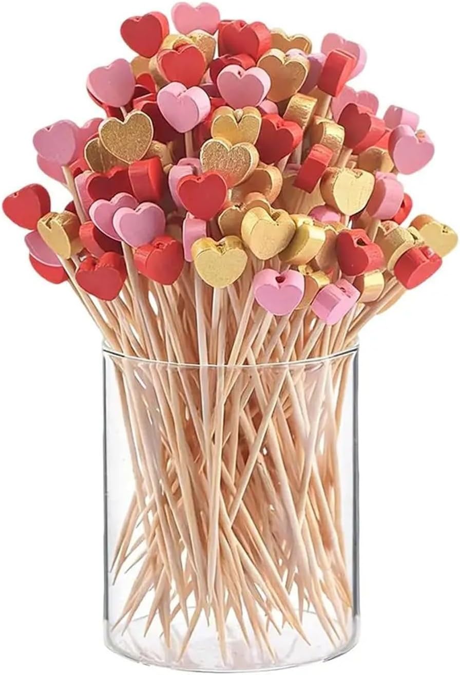 Red Rose Flower Cocktail Picks, Toothpicks For Decorative Party(G)