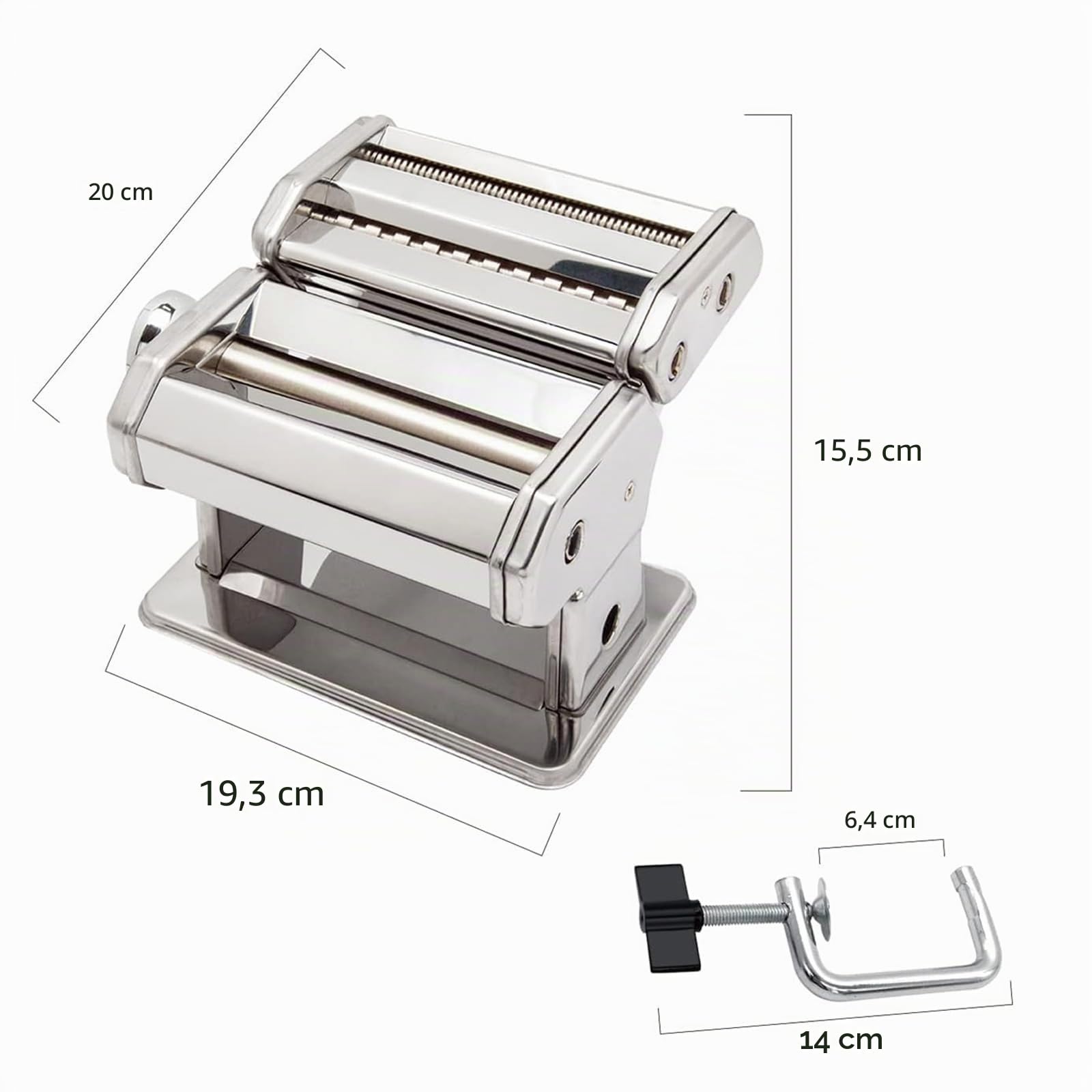 MZTOGR Pasta Maker machine, Set mit 6 Stück 150 mm Stahl Nudelmaschine mit 9 einstellbaren Dickeneinstellungen, inklusive Ravioli Maker Aufsatz, Nudeltrockner