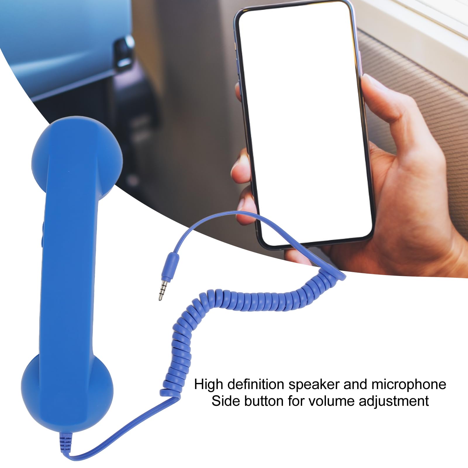 Auricular de Teléfono Retro, Receptor de Teléfono Móvil con Cable a Prueba de Radiación Profesional de 3,5 Mm, Botón de Respuesta de un Toque, para Computadoras con Teléfonos