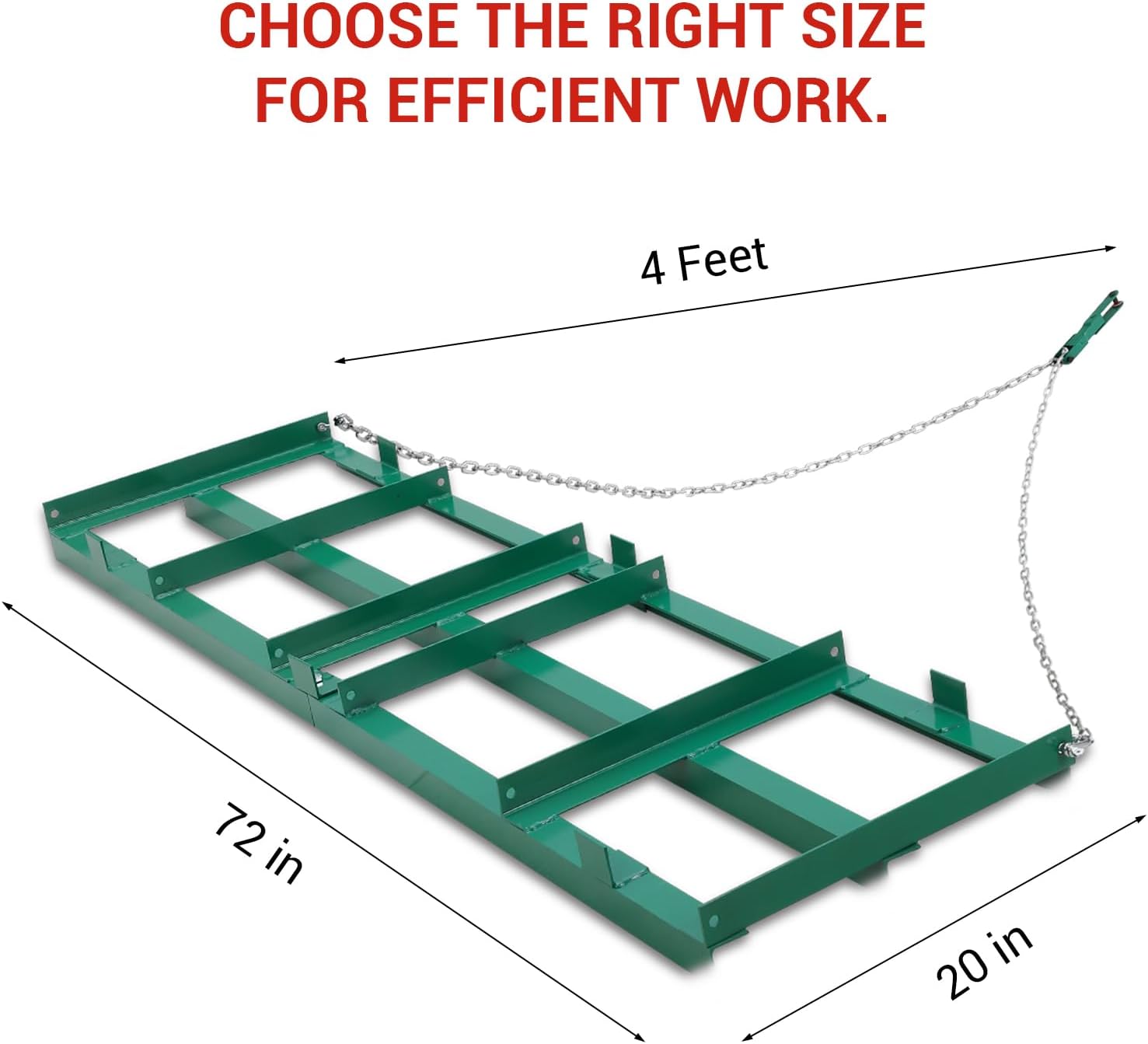 Driveway Drag 72" Width, Landscape Grader and Rake, Heavy-Duty Driveway Leveling Tool for ATV, Utv, Tractor, Mower, Tow-Behind Yard Leveler with Sturdy Chain