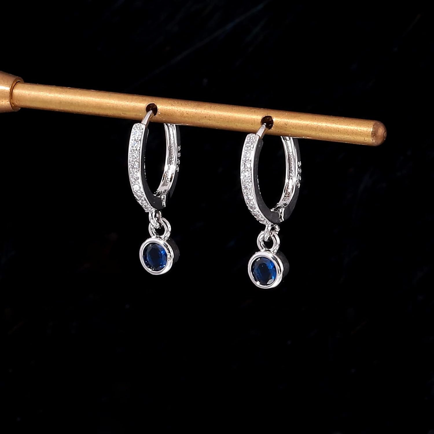 CiNily Small Dangle Hoop Earrings for Women Girls,14K White Gold Mini Huggie Hoop Earrings Hypoallergenic Diamond Drop Earrings Dainty Cute Cubic Zirconia Dangle Hoops Jewelry Gifts - Image 4