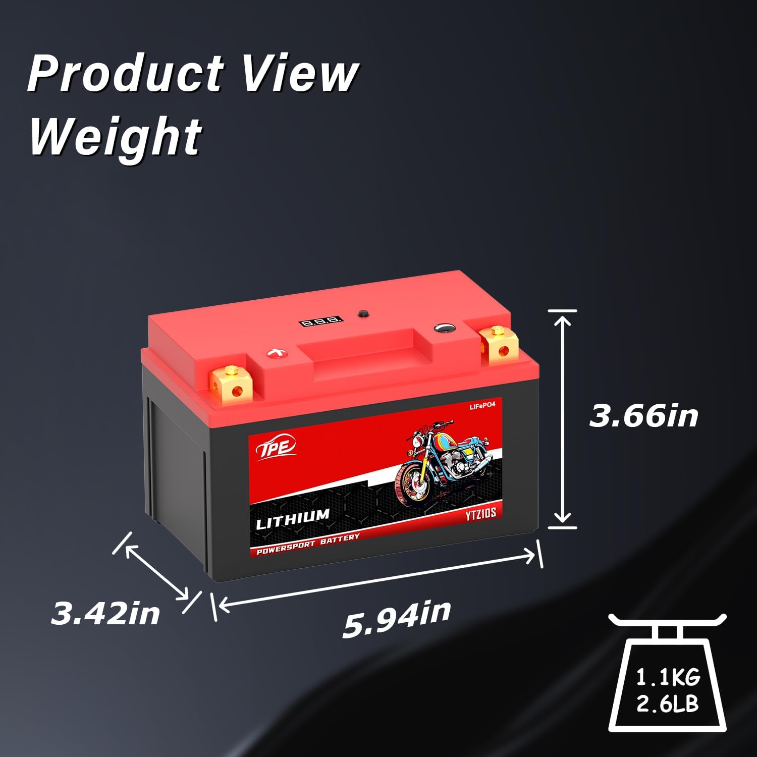 TPE Lithium YTZ10S-BS 12V 4AH 400CCA Motorcycle Battery Powersport Battery for ATV, Jet Ski, Scooter, PWC & More