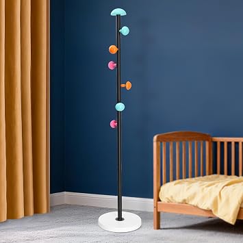 Heavy-Duty Kids Coat Rack - 6 Decorative Hooks, Easy to Assemble Metal Organizer - Tenant Friendly, Space Efficient for Coats, Hats, Bags in Childrens Room