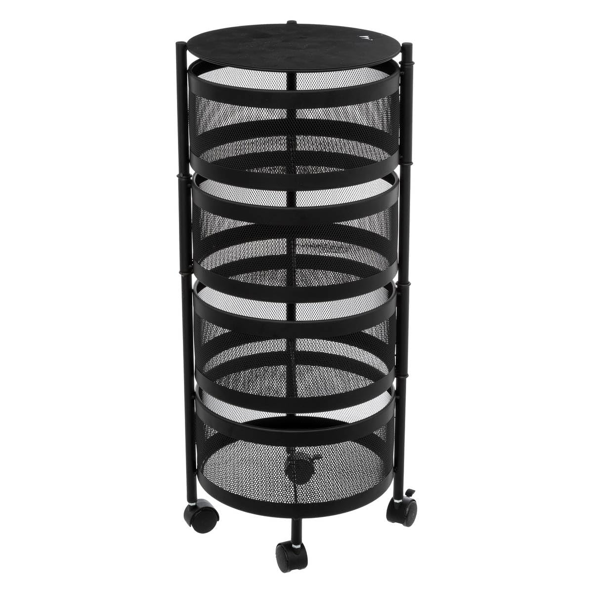 Five - Reserva de Cocina con 4 cestas giratorias sobre Ruedas de Metal Negro 76 cm de Altura