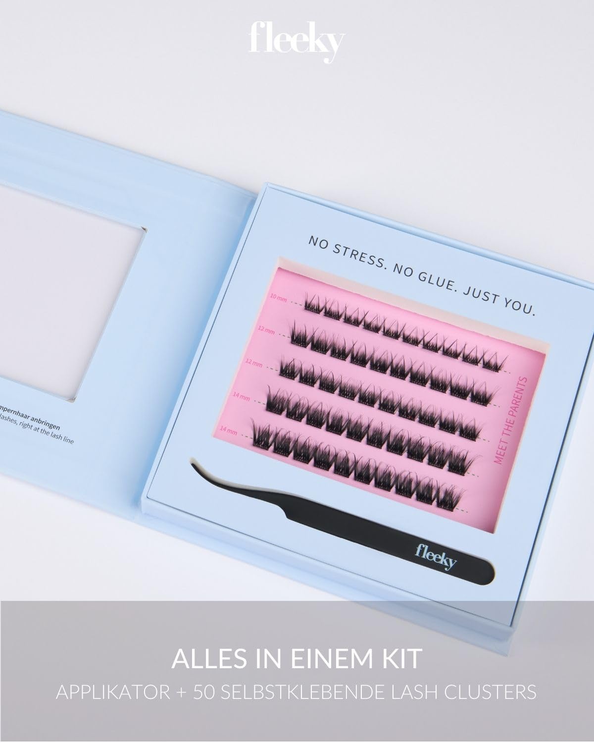 Fleeky Press On Lashes Natural – selbstklebende Wimpern ohne Kleber – Pre Glued Cluster Lashes für natürlichen Look mit bis zu 3 Tage Halt (Meet the Parents)