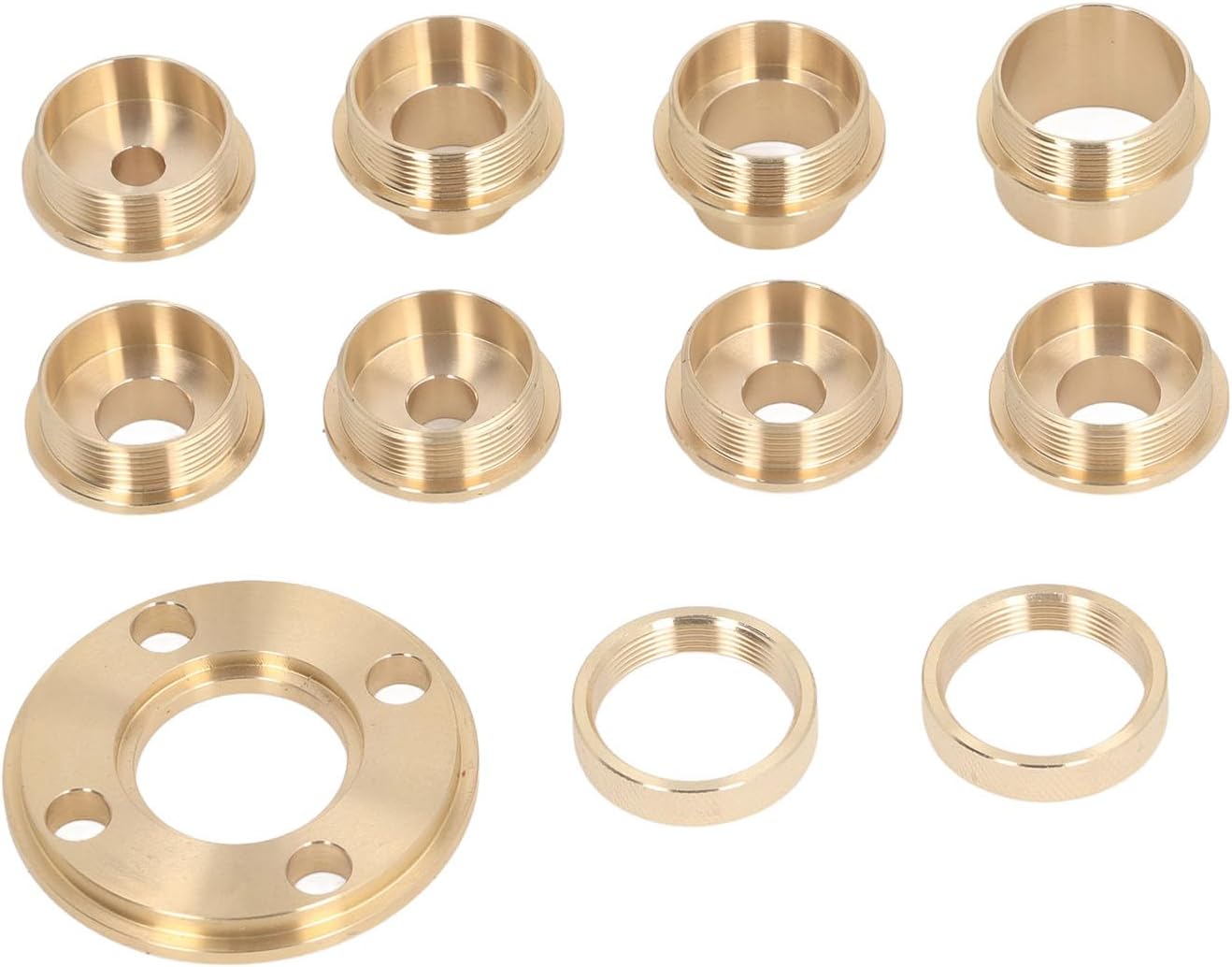 Brass Guide Bushing Set, Brass Router Template Guides 10-Piece for Woodworking with Locking Nut, Adapter, Storage Box, Precision Machined Sizes 10mm to 30mm