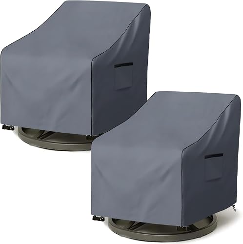 Outdoor Swivel Chair Cover 2 Pack,600D Heavy Duty 100% Waterproof Outdoor Chair Covers,Patio Furniture Covers for Swivel Patio Chairs,33" W x 35" D x 36" H,Grey