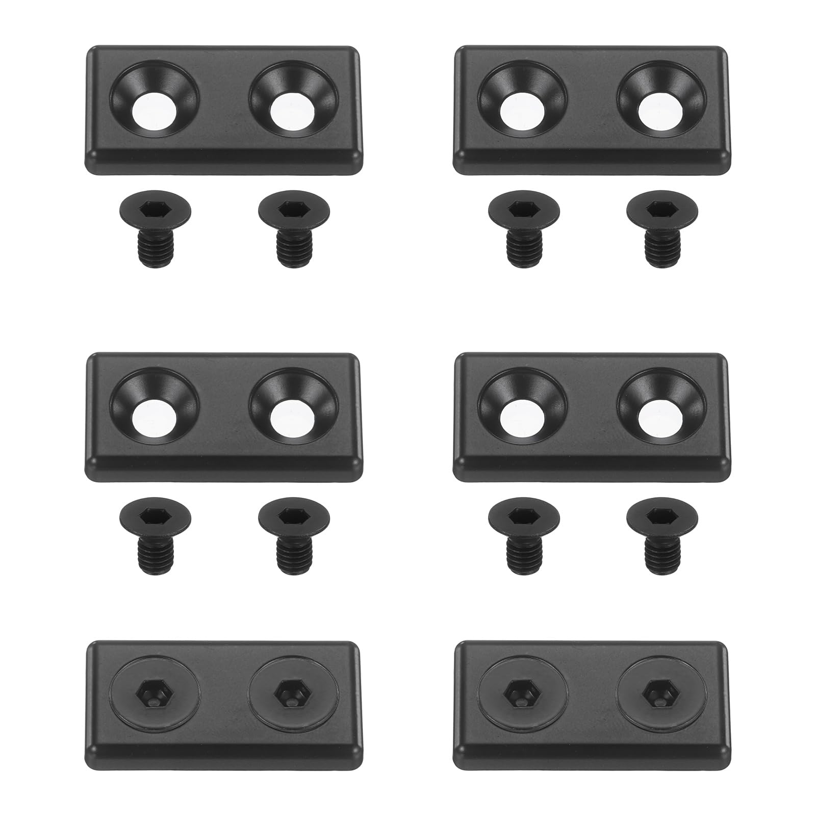 sourcing map 6Pcs Profile End Cap, Zinc Alloy 2040 Series EU Standard T-Slot Aluminum Extrusion End Cap Bracket with Screws for Storage Rack, Black