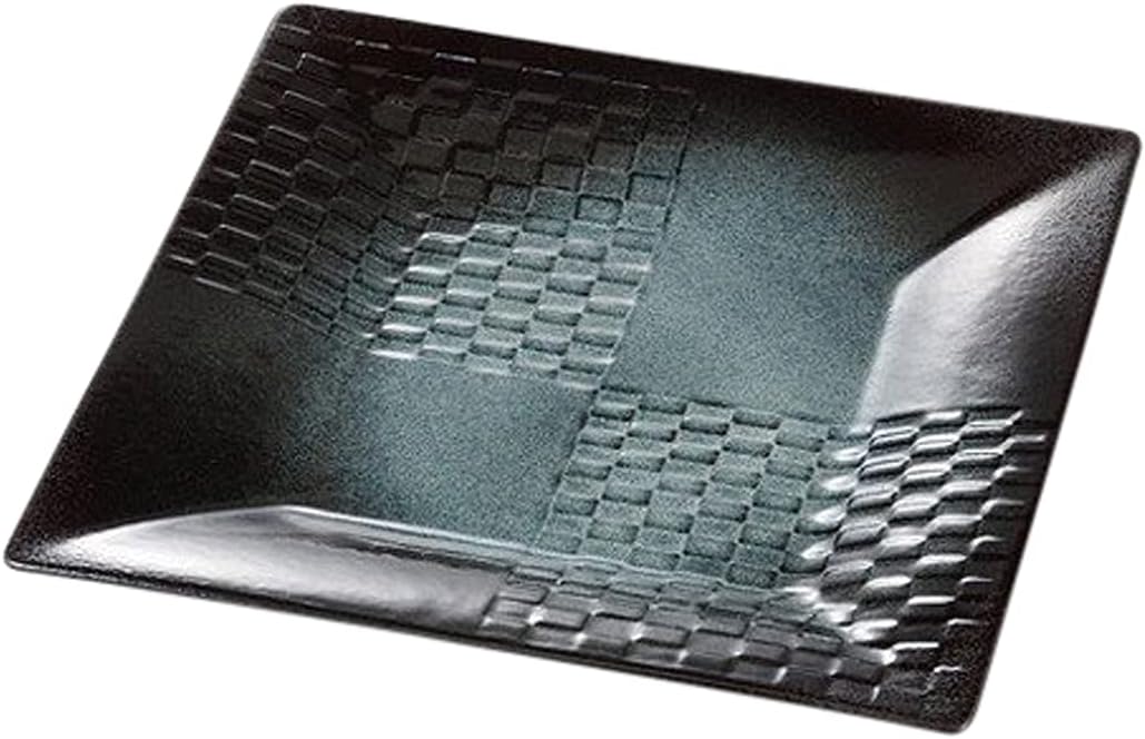 Set of 3 White Blown Checkered Square Dishes, 9.9 x 9.9 x 0.9 inches (22.9 x 22.9 x 2.3 cm), 20.7 oz (580 g), Square Dish, Restaurant, Commercial Use