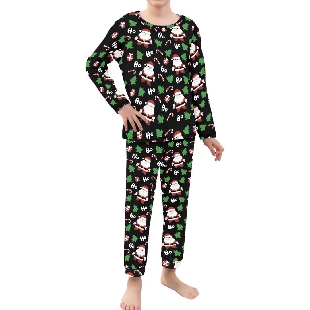 Conjunto de pijama de 3 a 16 años, cuello redondo, manga larga, camisa y pantalones, 2 piezas