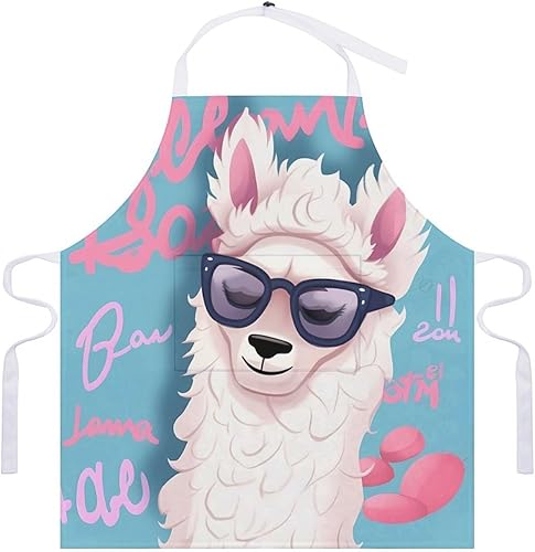 Miniatura 7 de Personalized Cool Liama Adult Apron, Kitchen Cooking Aprons for Woman Man, Adjustable Bib Apron with Pocket for Baking, BBQ Crafting Outdoors,