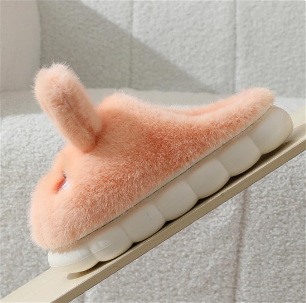 Women's Cute Rabbit Warm Plush Comfortable Indoor Anti slip Home Thick Sole Winter Soft Cotton Slippers - Image 5