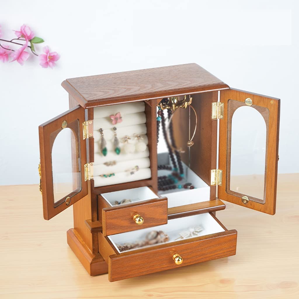 Pudełko na biżuterię organizer pudełko na biżuterię pudełko do przechowywania biżuterii retro lite drewno pudełko na biżuterię gospodarstwo domowe duża pojemność drewniane pudełko do
