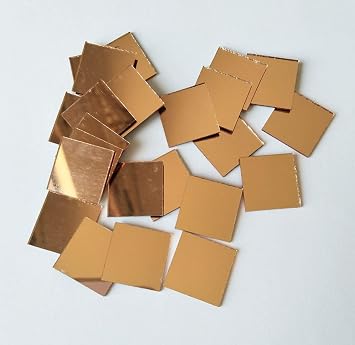 Square Mirror Mosaic,Glass Mirror Mosaic Tiles,Crafts Glass Mirror Tiles, Real Square Glass Mirror Table Scatter Light Rose Gold, 3/4 in