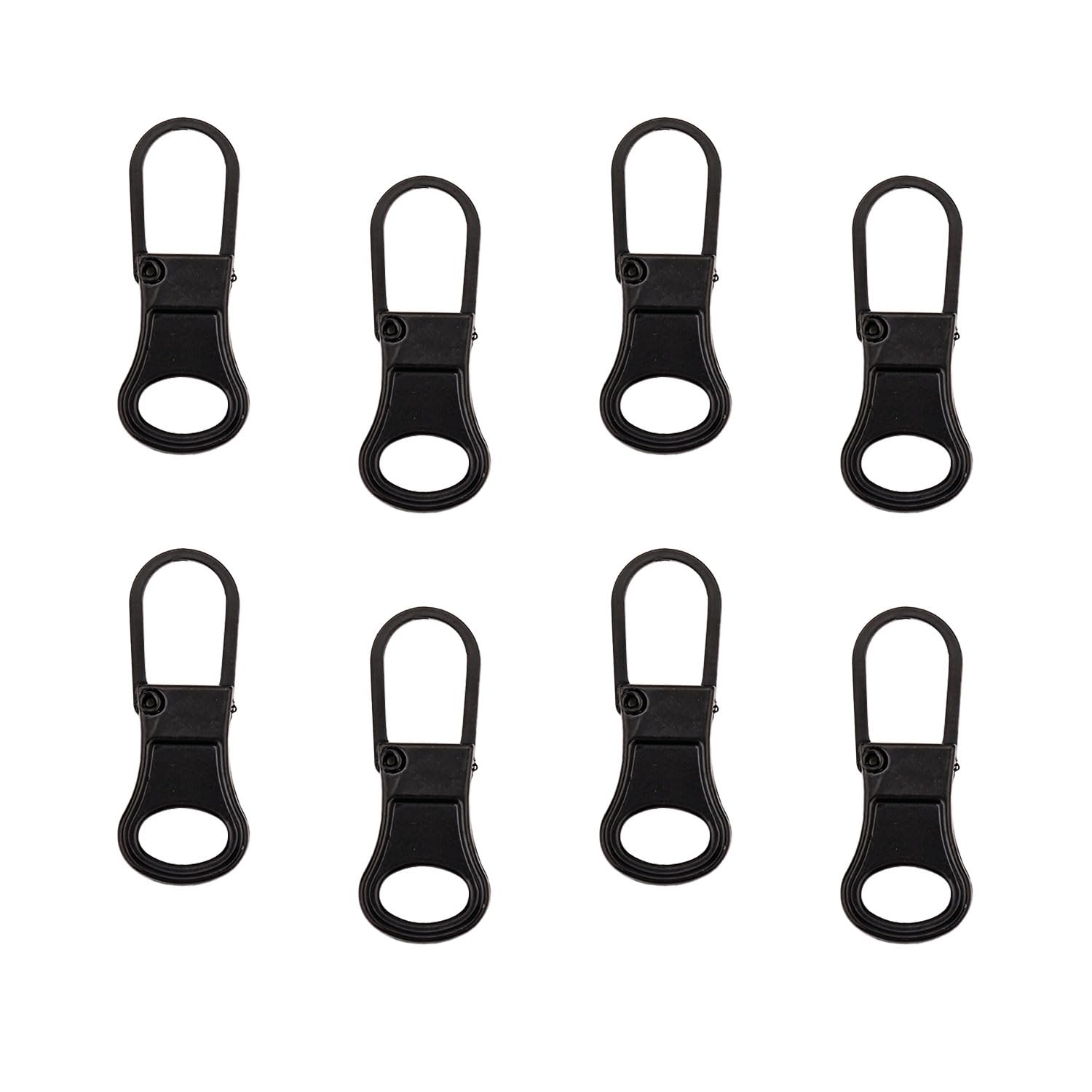 8pcs Zipper Pull Replacement, Zip Pullers Detachable Zipper Tab Repair Handle Mend Fixer Zipper Head Metal Zipper Slider Fix Cord Extender for Clothing Backpack Jackets Pants Boots Luggage (Black)