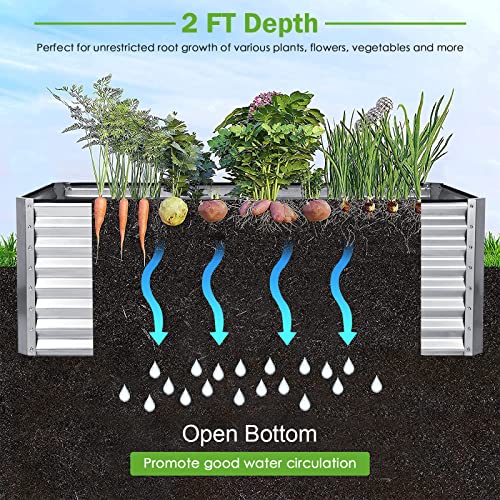 Giantex 6X3X2Ft Steel Planter Raised Bed, Protective Edges, 4 Ground Stakes, Vegetables, Flowers Fruit Herb, Outdoor Garden Box For Lawn Backyard Patio #TOP4
