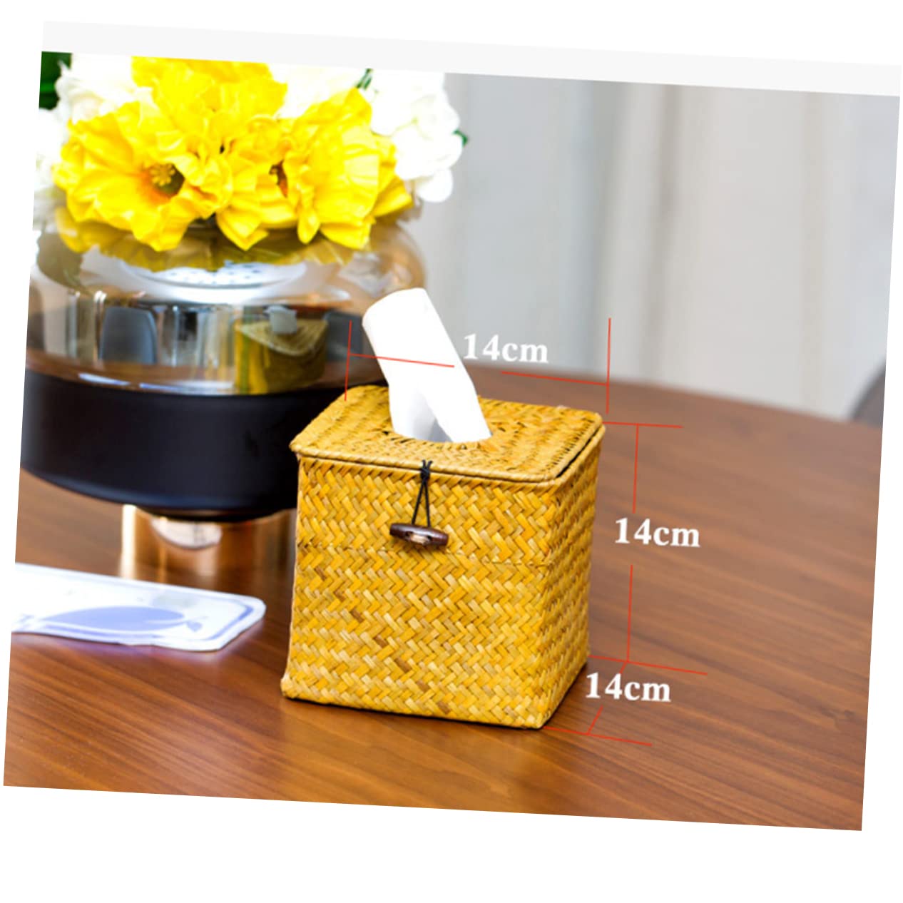 Amazon｜COOLHIYA バンブー編みティッシュボックス シンプルな収納