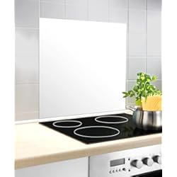 Panel Decorativo WENKO Protección antisalpicaduras blanco 60 x 70 cm - protector contra salpicaduras, Vidrio endurecido, 60 x 70 cm, Blanco